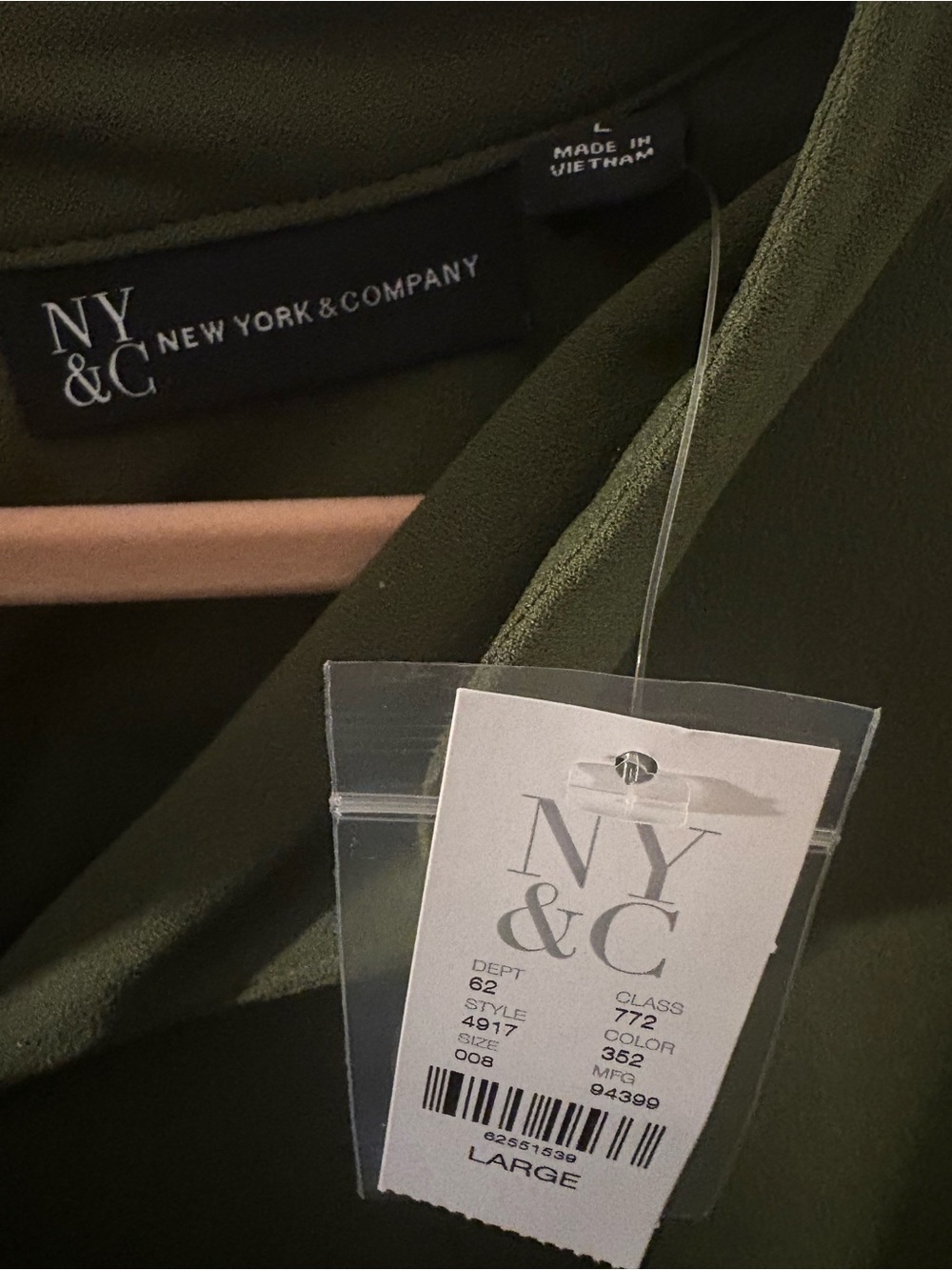 New York & Company Women’s Large Olive Green Shift Dress – New With Tags - Picture 2 of 2